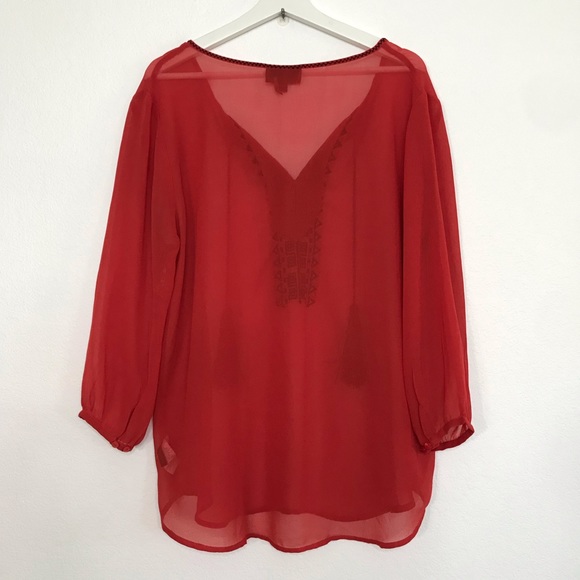 Buffalo M  sheer embroidered tassel blouse - Picture 5 of 8